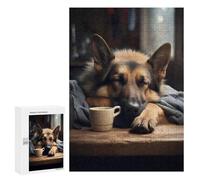 Rompecabezas para Adultos300 PCS German Shepherd Coffee Dog Rompecabezas para Adultos Juguete Decoración De Pared Regalos para Mujeres Ayuda A Ejercitar El Cerebro 300 PCS