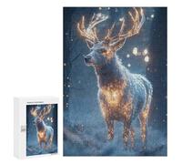 Rompecabezas para Adultos300 PCS Glowing Deer in Winter Forest Rompecabezas para Adultos Juegos Familiares Mejora La Memoria Cumpleaños Y Navidad 300 PCS
