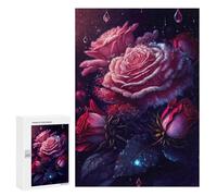 Rompecabezas para Adultos300 PCS Glowing Rose Fantasy Art Print Rompecabezas para Adultos Juego De Ingenio Análisis Y Lógica Regalos para Reducir El Estrés 300 PCS