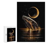 Rompecabezas para Adultos300 PCS Golden Whale Leaping Under Crescent Moon Rompecabezas para Adultos Juegos Familiares Mejora La Memoria Cumpleaños Y Navidad 300 PCS