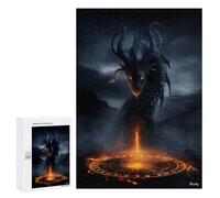 Rompecabezas para Adultos300 PCS Infernal Wyrm - Summoned Flame of The Abyss Rompecabezas para Adultos Juguete Decoración De Pared Desafío Difícil Cumpleaños Y Navidad 300 PCS