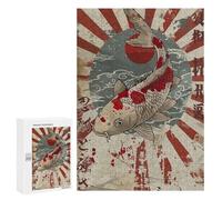 Rompecabezas para Adultos300 PCS Japanese Rising Sun Koi Rompecabezas para Adultos Juegos Familiares Desafío Difícil Actividades Divertidas En Casa 300 PCS