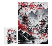 Rompecabezas para Adultos300 PCS Japanese Temples Ink Wash Rompecabezas para Adultos Juguete Decoración De Pared Desafío Difícil Cumpleaños Y Navidad 300 PCS