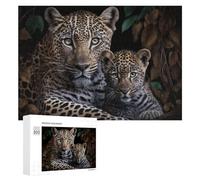 Rompecabezas para Adultos300 PCS Leopard Mother and Cub in Jungle Rompecabezas para Adolescentes Juego De Ingenio Arte De Pared Cumpleaños 300 PCS