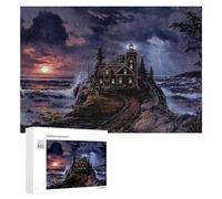 Rompecabezas para Adultos300 PCS Lighthouse by The Stormy Sea Rompecabezas para Adultos Juego De Ingenio Regalo De Cumpleaños para Cumpleaños, Navidad 300 PCS