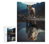 Rompecabezas para Adultos300 PCS Lion Cub Reflection in Water Rompecabezas para Adultos Juguete Decoración De Pared Desafío Difícil Cumpleaños Y Navidad 300 PCS