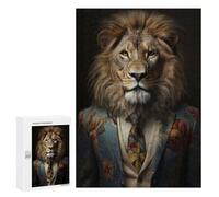 Rompecabezas para Adultos300 PCS Lion in Boho Suit Rompecabezas para Adultos Juguete Decoración De Pared Desafío Difícil Cumpleaños Y Navidad 300 PCS