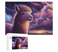 Rompecabezas para Adultos300 PCS Llama Lightning Storm Painting Rompecabezas Juego De Ingenio Patrón De Ensamblaje Regalos Y Cumpleaños Únicos 300 PCS