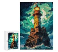 Rompecabezas para Adultos300 PCS Lonely Lighthouse at Night Rompecabezas para Adolescentes Juego De Ingenio Arte De Pared Cumpleaños 300 PCS