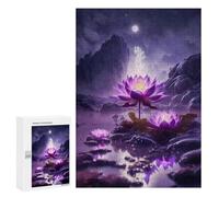 Rompecabezas para Adultos300 PCS Lotus Pond Moonlit Scene Rompecabezas De Juguete para Decoración De Pared Difícil Oferta Difícil como Regalo para Toda La Familia 300 PCS