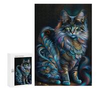 Rompecabezas para Adultos300 PCS Magical Fantasy Cat Artwork -1 Rompecabezas para Adultos Juego De Ingenio Ensamblaje De Patrones Cumpleaños