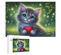 Rompecabezas para Adultos300 PCS Magical Kitten with Heart Rompecabezas para Adultos Juegos Familiares Análisis Y Lógica Reducción del Estrés Regalos 300 PCS