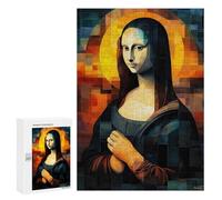 Rompecabezas para Adultos300 PCS Mona Lisa Stained Glass Mosaic Artwork Rompecabezas para Adultos Juegos Familiares Mejora La Memoria Cumpleaños Y Navidad 300 PCS