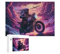 Rompecabezas para Adultos300 PCS Motorcycle Adventure in Stormy Skies Rompecabezas Juego De Ingenio Patrón De Ensamblaje Regalos Y Cumpleaños Únicos 300 PCS