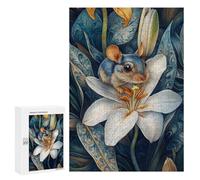 Rompecabezas para Adultos300 PCS Mouse On White Lily Rompecabezas para Adultos Juguete Decoración De Pared Desafío Difícil Cumpleaños Y Navidad 300 PCS
