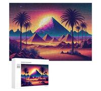 Rompecabezas para Adultos300 PCS Neon Desert Pyramids Rompecabezas para Adultos Juegos Familiares Análisis Y Lógica Reducción del Estrés Regalos 300 PCS