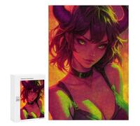 Rompecabezas para Adultos300 PCS Neon Oni Demon Anime Girl Rompecabezas para Adultos Juguete Decoración De Pared Desafío Difícil Cumpleaños Y Navidad 300 PCS