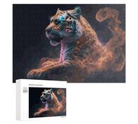 Rompecabezas para Adultos300 PCS Neon Tiger Digital Art Rompecabezas para Adolescentes Juego De Ingenio Arte De Pared Cumpleaños 300 PCS