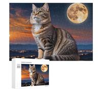 Rompecabezas para Adultos300 PCS Night Cat Moon View Rompecabezas De Juguete para Decoración De Pared Difícil Oferta Difícil como Regalo para Toda La Familia 300 PCS