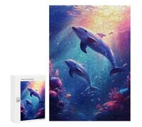 Rompecabezas para Adultos300 PCS Ocean Life Dolphins Swimming-1 Rompecabezas para Adolescentes para Diversión Familiar Desafío Educativo Regalos Y Cumpleaños Únicos 300 PCS