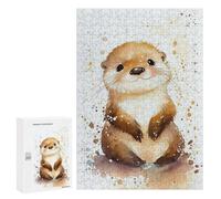 Rompecabezas para Adultos300 PCS Otter Watercolor Cute Rompecabezas para Adultos Juguete Decoración De Pared Desafío Difícil Cumpleaños Y Navidad 300 PCS