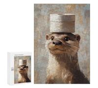 Rompecabezas para Adultos300 PCS Otter with Toilet Paper Hat Rompecabezas para Adultos Juguete Decoración De Pared Desafío Difícil Cumpleaños Y Navidad 300 PCS