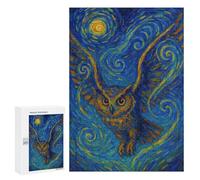 Rompecabezas para Adultos300 PCS Owl in Starry Night Style Rompecabezas para Adultos Juguete Decoración De Pared Desafío Difícil Cumpleaños Y Navidad 300 PCS