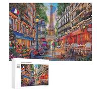Rompecabezas para Adultos300 PCS Parisian Charm A Cozy Street Scene with Eiffel Tower View Rompecabezas De Juguete para Decoración De Pared Difícil Oferta Difícil como Regalo para Toda La Familia 300