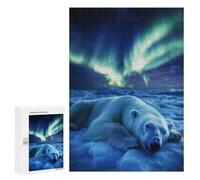 Rompecabezas para Adultos300 PCS Polar Bear Under Aurora Borealis Rompecabezas para Adultos Juegos Familiares Decoración del Hogar Cumpleaños 300 PCS