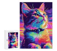 Rompecabezas para Adultos300 PCS Pop Art Cute Cartoon Cat Rompecabezas para Adultos Juguete Decoración De Pared Desafío Difícil Cumpleaños Y Navidad 300 PCS