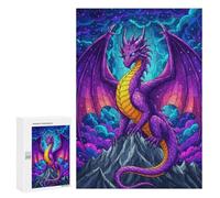 Rompecabezas para Adultos300 PCS Purple Dragon on Mountain Peak Rompecabezas para Adultos Juegos Familiares Mejora La Memoria Cumpleaños Y Navidad 300 PCS
