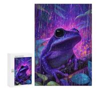 Rompecabezas para Adultos300 PCS Purple Rain Frog Art Print Rompecabezas para Adultos Regalo De Cumpleaños Difícil Y Desafiante Regalos De Cumpleaños 300 PCS