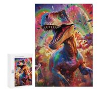 Rompecabezas para Adultos300 PCS Rainbow Dinosaur Fantasy Rompecabezas para Adultos Juegos Familiares Análisis Y Lógica Reducción del Estrés Regalos 300 PCS