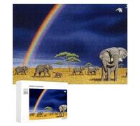 Rompecabezas para Adultos300 PCS Rainbow Elephants in Africa Rompecabezas para Adultos Juegos Divertidos Regalo De Cumpleaños Regalos De Cumpleaños 300 PCS