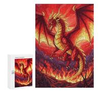 Rompecabezas para Adultos300 PCS Red Dragon in Fiery Battle Scene Rompecabezas para Adultos Juegos Divertidos Decoración De Pared Oferta como Regalos para Toda La Familia 300 PCS
