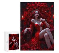 Rompecabezas para Adultos300 PCS Red Queen of Roses Rompecabezas para Adolescentes Juegos Relajantes para La Diversión Familiar Actividades Divertidas En Casa 300 PCS