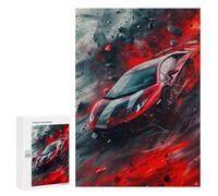 Rompecabezas para Adultos300 PCS Red Sports Car Speeding Through Flames Rompecabezas para Adultos Juegos Familiares Regalos para Mujeres Regalos De Cumpleaños Únicos 300 PCS