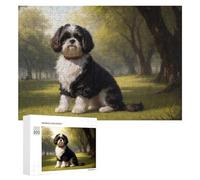 Rompecabezas para Adultos300 PCS Shih Tzu in Park Rompecabezas para Adolescentes Juego De Ingenio Arte De Pared Cumpleaños 300 PCS