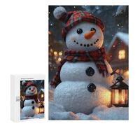 Rompecabezas para Adultos300 PCS Smiling Snowman in Winter Christmas Rompecabezas para Adultos Juguete Decoración De Pared Desafío Difícil Cumpleaños Y Navidad 300 PCS