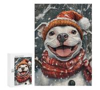 Rompecabezas para Adultos300 PCS Snowy Pup in Santa Hat Rompecabezas para Adultos para La Diversión Familiar. Juguetes Educativos Y Desafiantes para Completar.