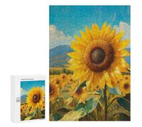 Rompecabezas para Adultos300 PCS Sunflower Field Painting-1 Rompecabezas para Adolescentes: Alivia El Estrés. Cada Pieza Es Única: Juguetes De Juego Desafiantes 300 PCS