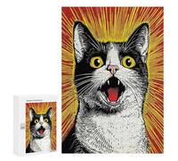 Rompecabezas para Adultos300 PCS Surprised Cat Pop Art Illustration Rompecabezas para Adultos Juegos Relajantes Carrera De Velocidad De Manos Actividades Divertidas En Casa 300 PCS