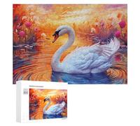 Rompecabezas para Adultos300 PCS Swan Serenity A Vibrant Sunset Scene Rompecabezas De Juguete para Decoración De Pared Difícil Oferta Difícil como Regalo para Toda La Familia 300 PCS