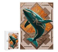 Rompecabezas para Adultos300 PCS Teal Whale Art Deco Rompecabezas para Adultos Juegos Familiares Mejora La Memoria Cumpleaños Y Navidad 300 PCS