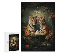 Rompecabezas para Adultos300 PCS Tigers Tea Time in The Jungle Rompecabezas De Juguete para Decoración De Pared Difícil Oferta Difícil como Regalo para Toda La Familia 300 PCS