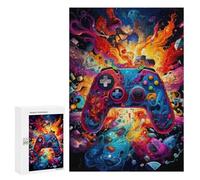 Rompecabezas para Adultos300 PCS Vibrant Gaming Controller Artwork -66 Rompecabezas para Adolescentes Juego De Ingenio Arte De Pared Cumpleaños 300 PCS