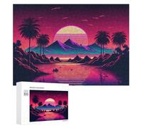 Rompecabezas para Adultos300 PCS Vibrant Retro Sunset Landscape Rompecabezas para Adultos Juego De Ingenio Regalo De Cumpleaños para Cumpleaños, Navidad 300 PCS