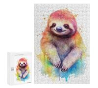 Rompecabezas para Adultos300 PCS Watercolor Sloth Painting Rompecabezas para Adultos Juguete Decoración De Pared Desafío Difícil Cumpleaños Y Navidad 300 PCS