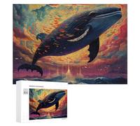 Rompecabezas para Adultos300 PCS Whale in A Colorful Sky Rompecabezas para Adolescentes Juego De Ingenio Arte De Pared Cumpleaños 300 PCS