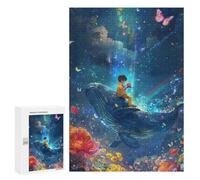Rompecabezas para Adultos300 PCS Whale Riding Fantasy Flowers Rompecabezas para Adolescentes: Alivia El Estrés. Cada Pieza Es Única: Juguetes De Juego Desafiantes 300 PCS
